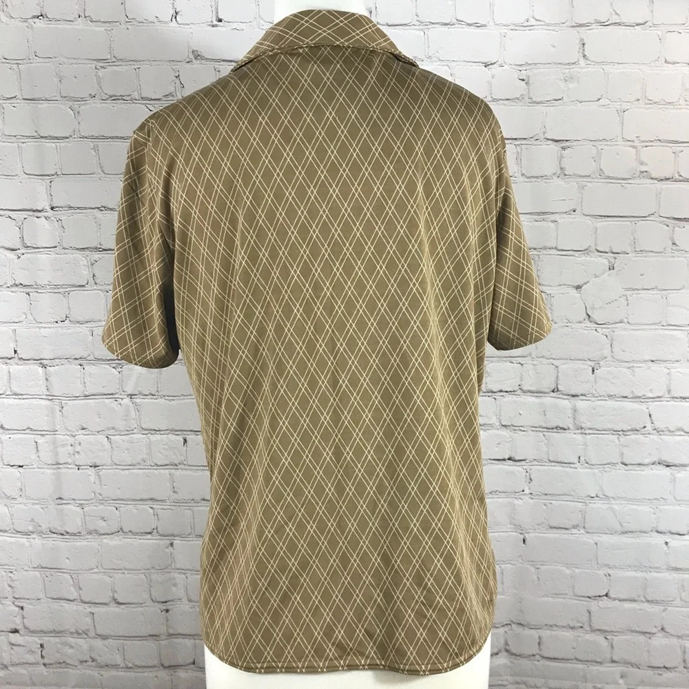 Gap Women’s Gold & Tan Diamond Print Button Down Stretch Shirt NWT - Size Large - Picture 4 of 7